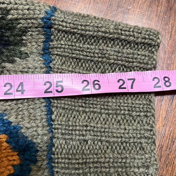 Vintage Boston Traders Hand knit Limited Ed Green Grandpa Cardigan Sweater Sz M - Picture 11 of 12